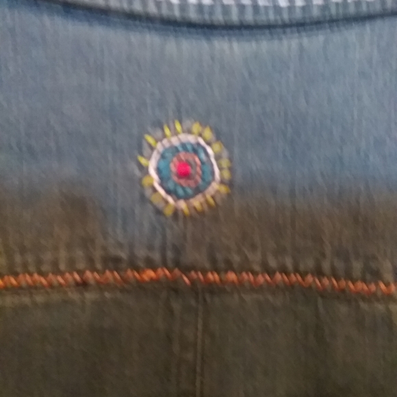 Denuim Jean Embroidered  Jacket Blazer Southwest - Picture 6 of 8